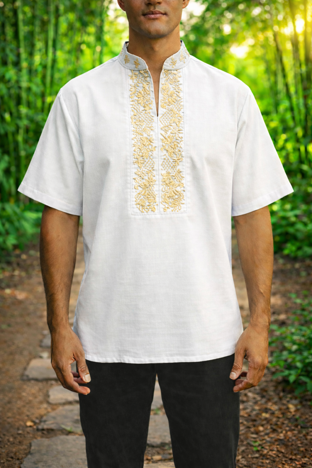 REF 27 Bata masculina com gola padre