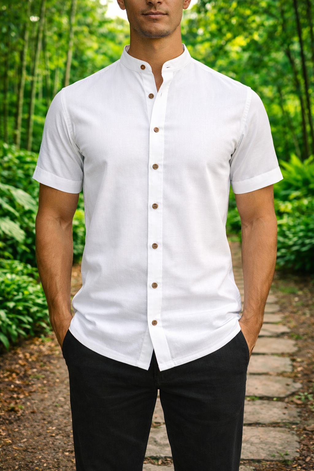 REF 28 Camisa de botão com gola padre